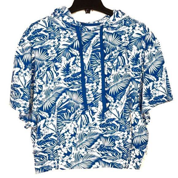 IVORY ELLA ANDREA TROPICAL CROPPED PULLOVER HOODIE NWT - Picture 1 of 7